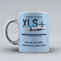 Thumbnail for Cessna Citation XLSPlus design on light blue ceramic mug, double-side print
