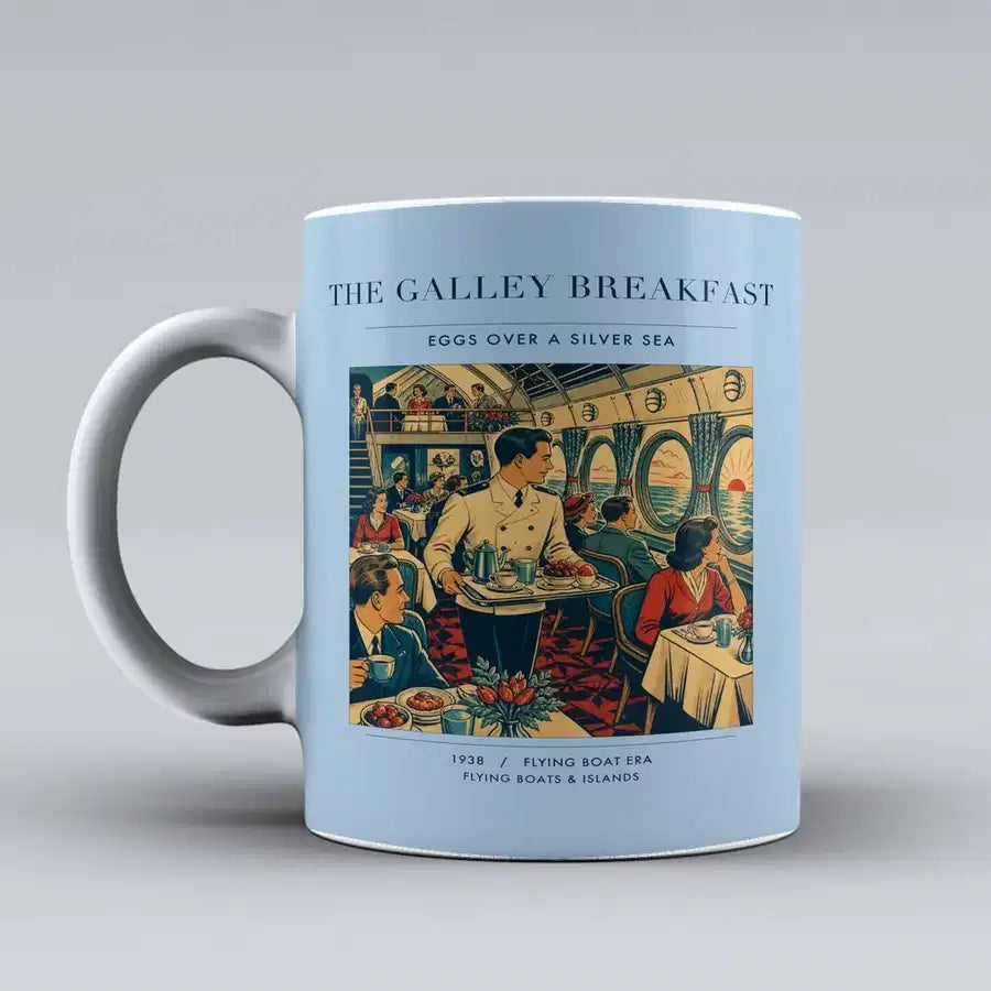 VINTAGE G4184 - The Galley Breakfast - Ceramic Mug design on lightblue