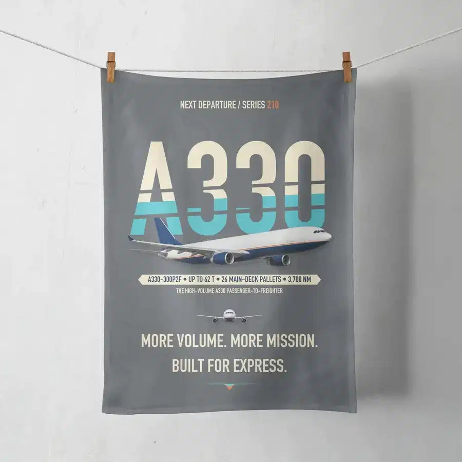 Airbus A330-300P2F design on gray towel