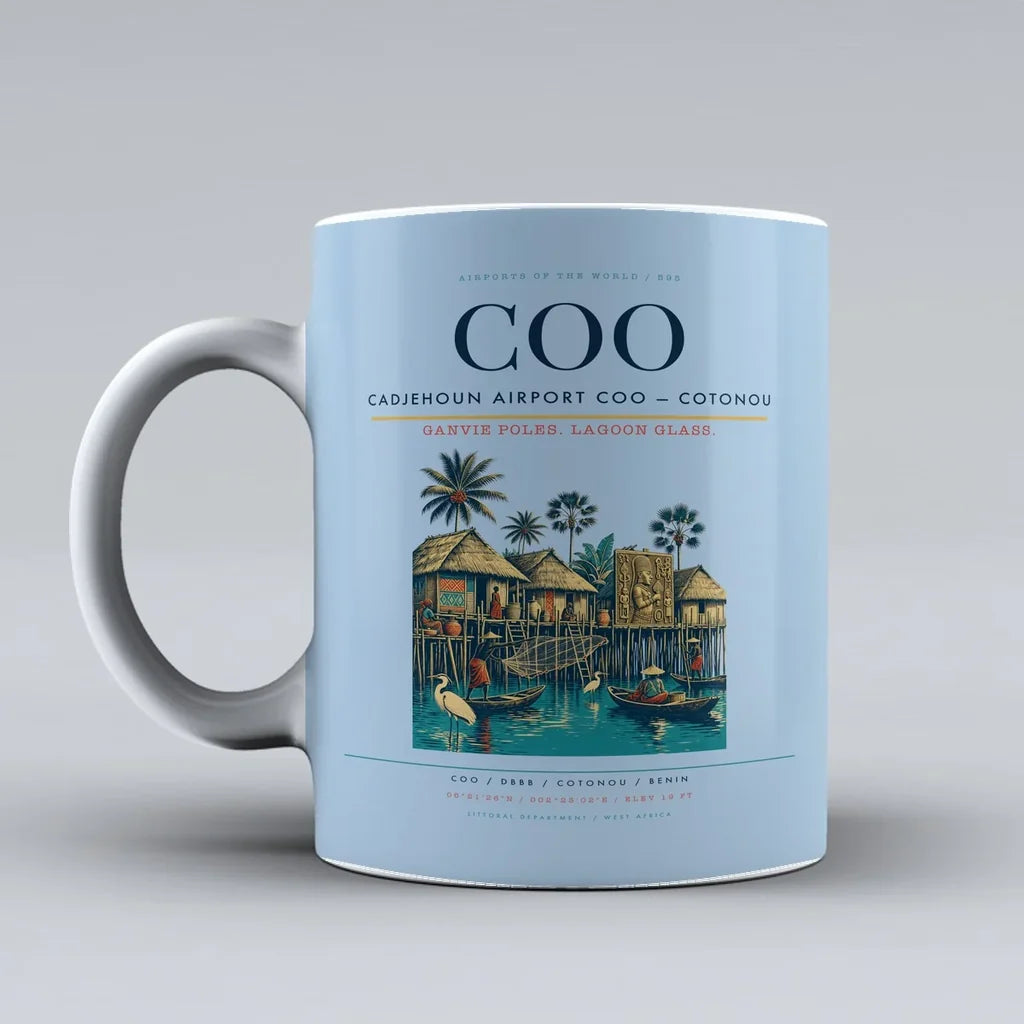 Airport COO — Cotonou Mug design on light blue cadjehoun