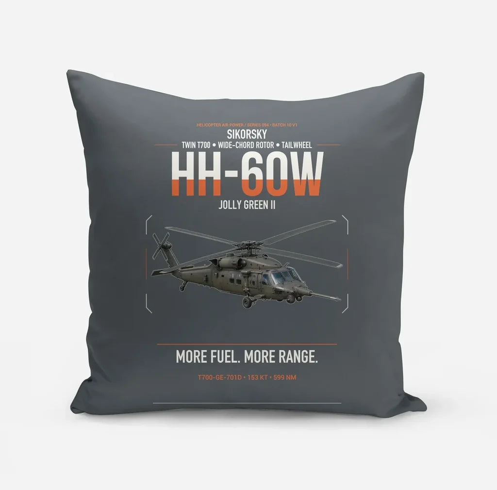 Sikorsky HH-60W Jolly Green II design on gray pillow