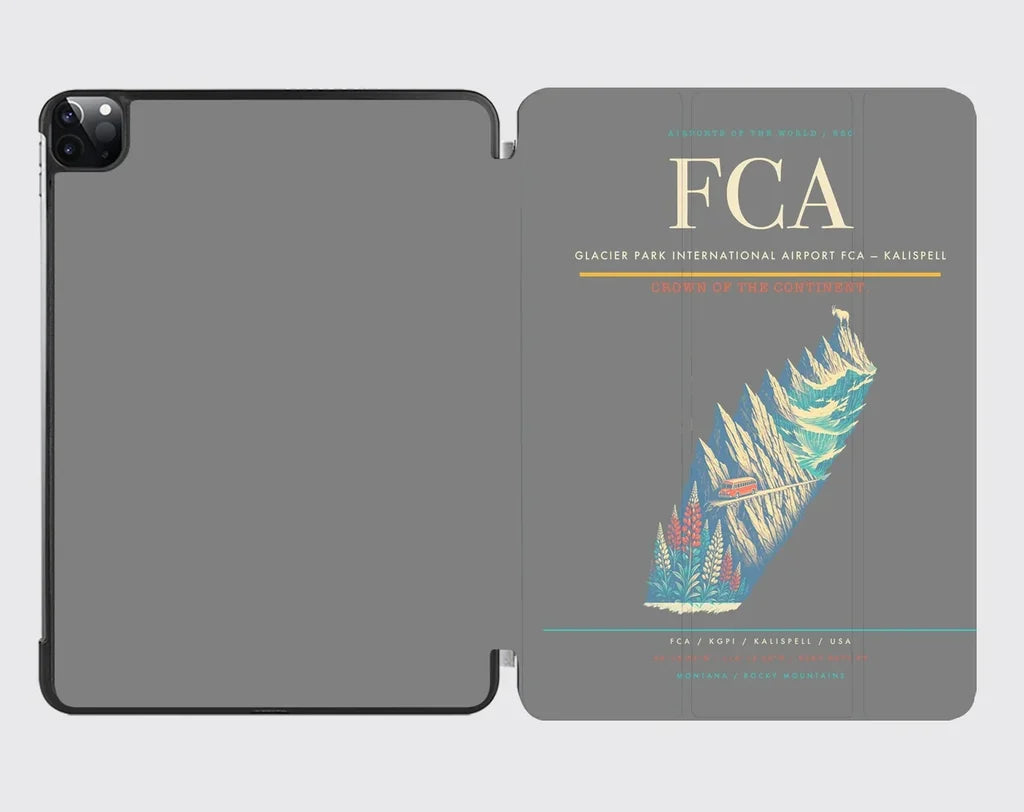 Glacier Park International Airport (FCA) design on gray ipad tablet case