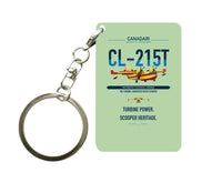 Thumbnail for Canadair CL-215T design on light green designed key chain, double-side print
