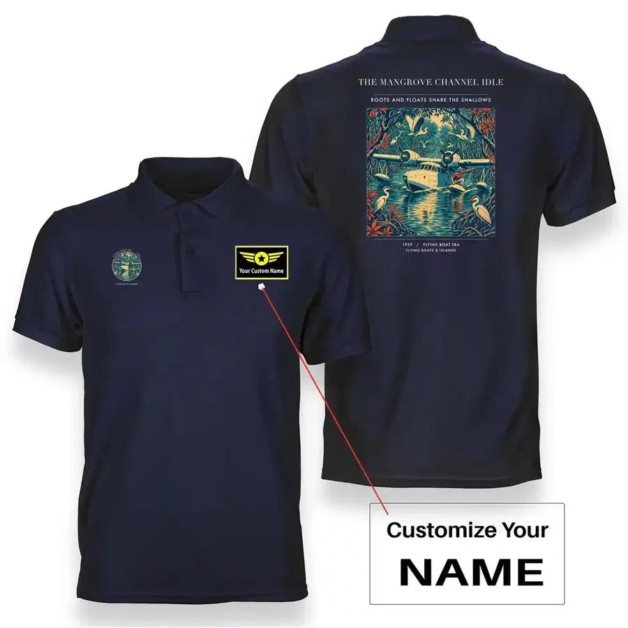 VINTAGE G4401 - The Mangrove Channel Idle - Double-Side Polo T-Shirt design on navyblue+name