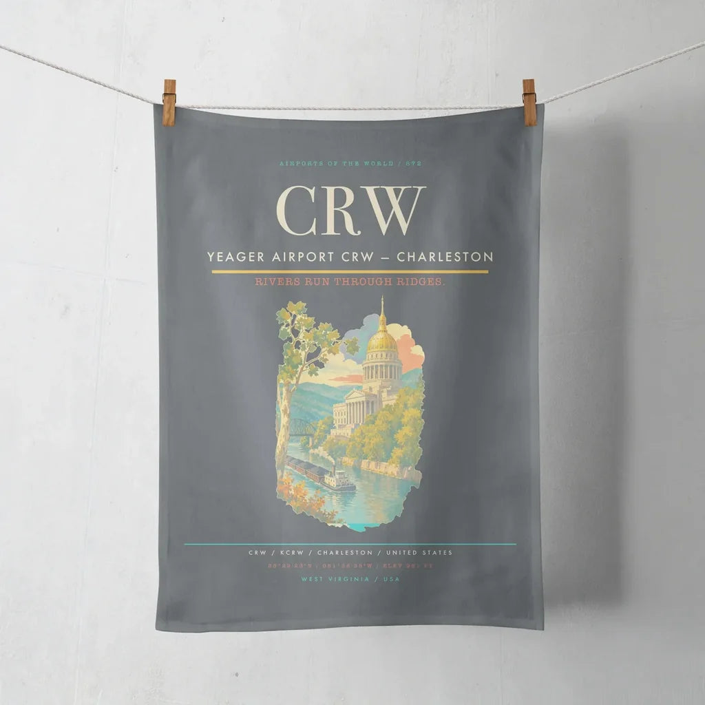 Yeager Airport (CRW) design on gray towel