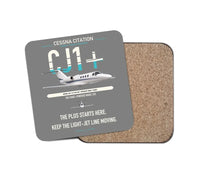Thumbnail for Cessna Citation CJ1+ design on gray 1 piece coaster