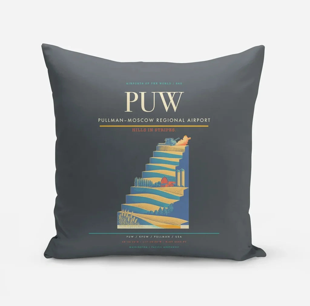 Pullman–Moscow Regional Airport (PUW) design on gray pillow