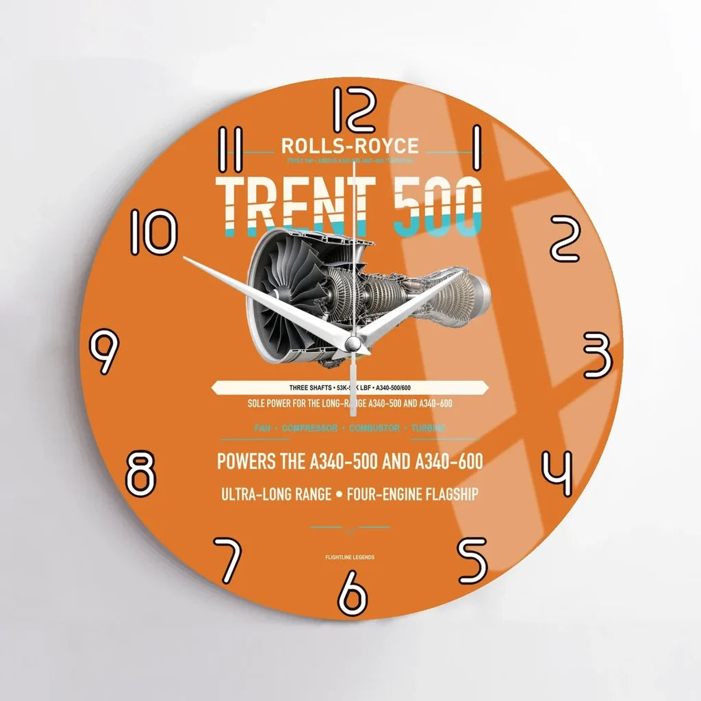 TRENT 500 design on orange no frame wall clock
