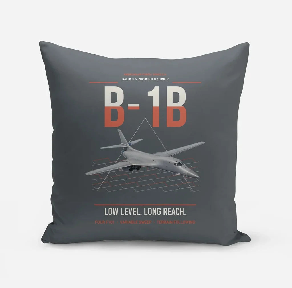 B-1B Lancer design on gray pillow