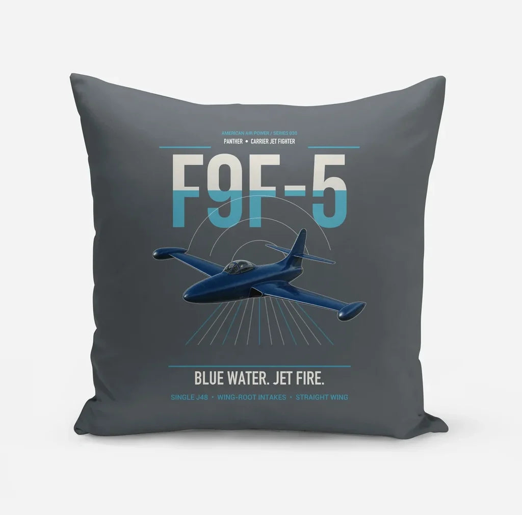 F9F-5 Panther design on gray pillow