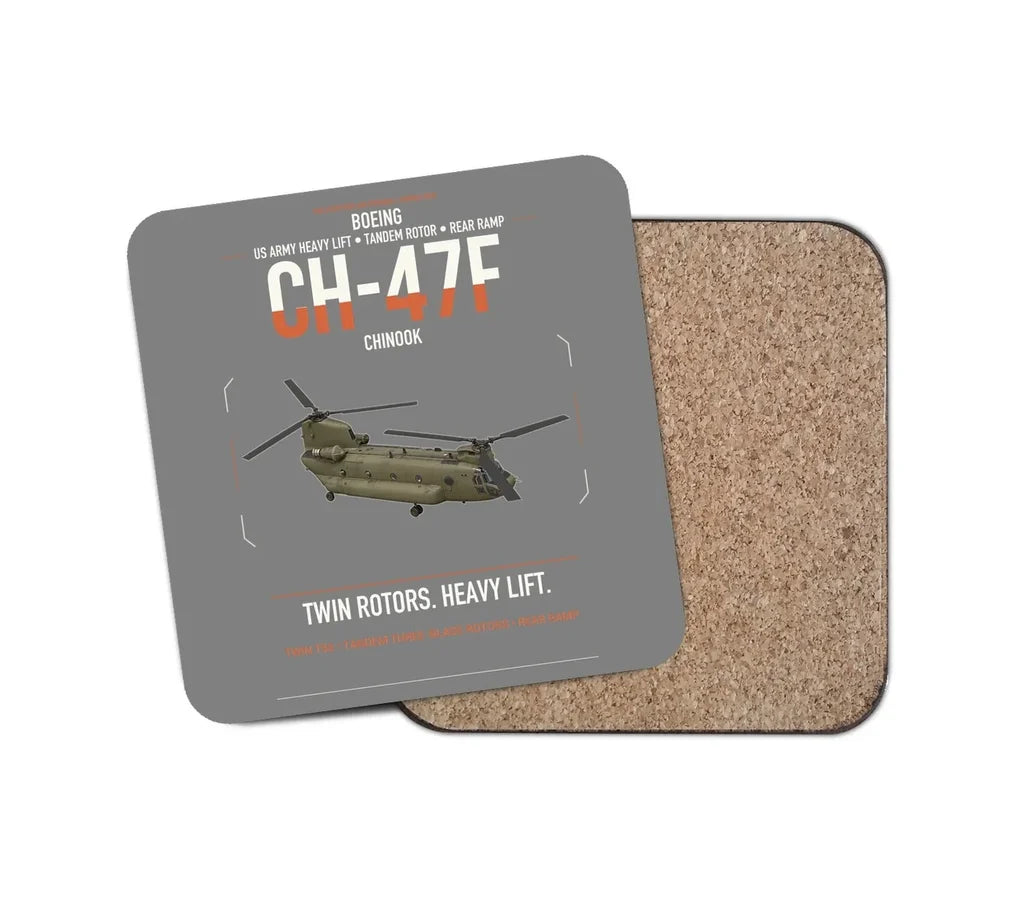 Boeing CH-47F Chinook design on gray 1 piece coaster