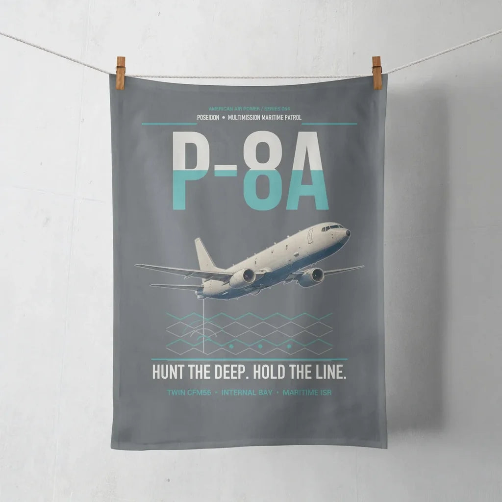 P-8A Poseidon design on gray towel