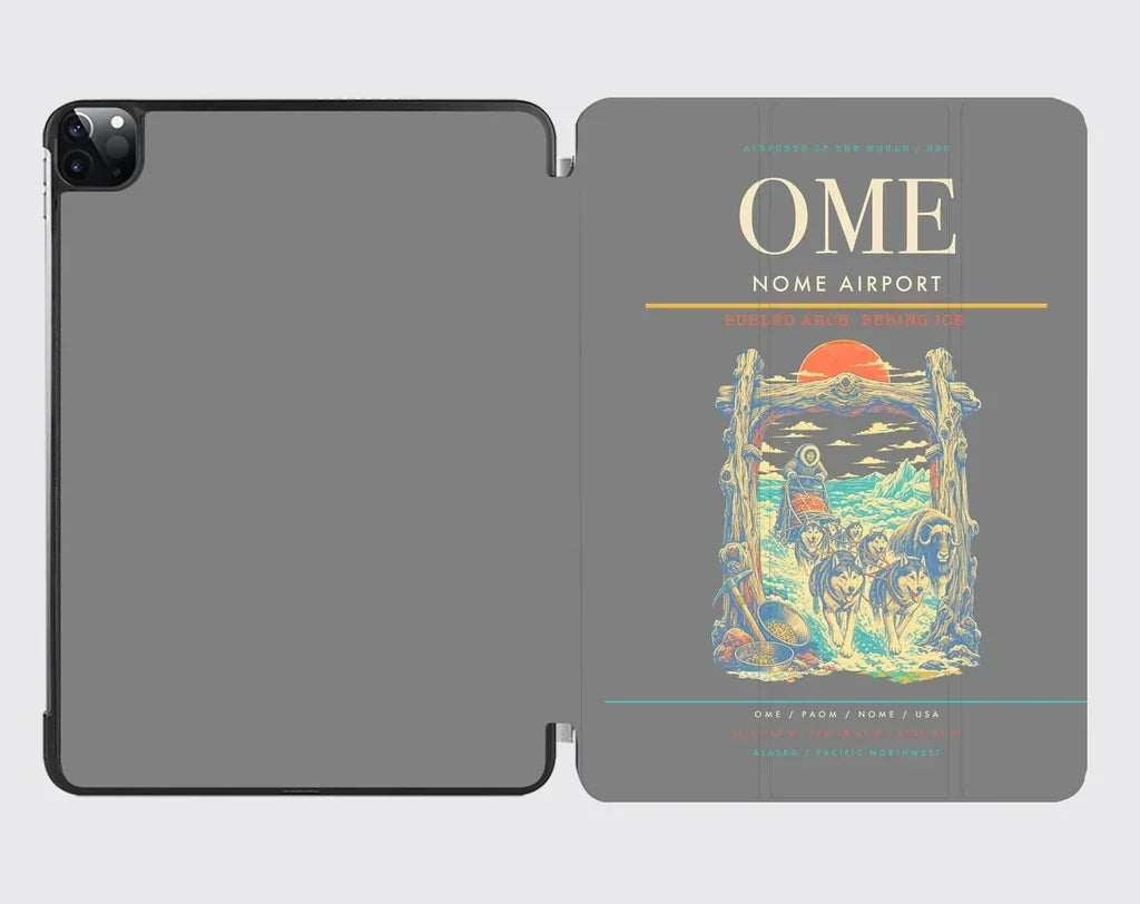 Nome Airport (OME) design on gray ipad tablet case