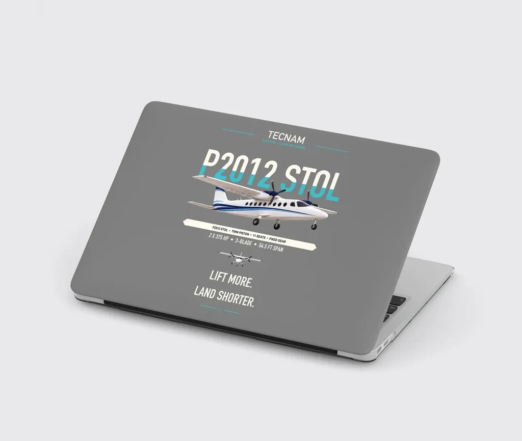 Tecnam P2012 STOL design on gray MacBook case