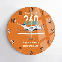 Thumbnail for Beechcraft King Air 260 design on orange no frame wall clock