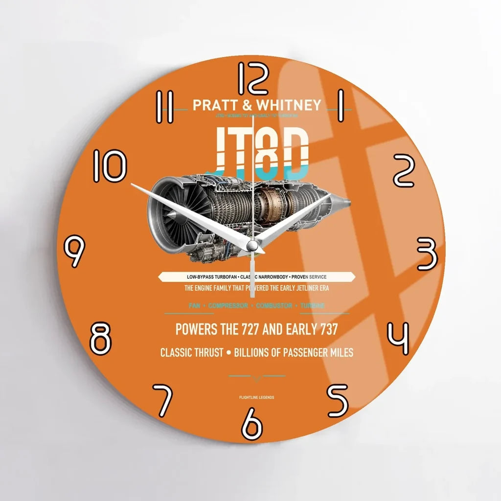 JT8D design on orange no frame wall clock
