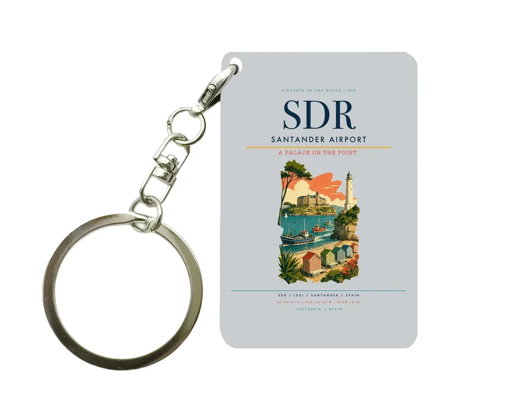 Santander Airport (SDR) design on light gray key chain