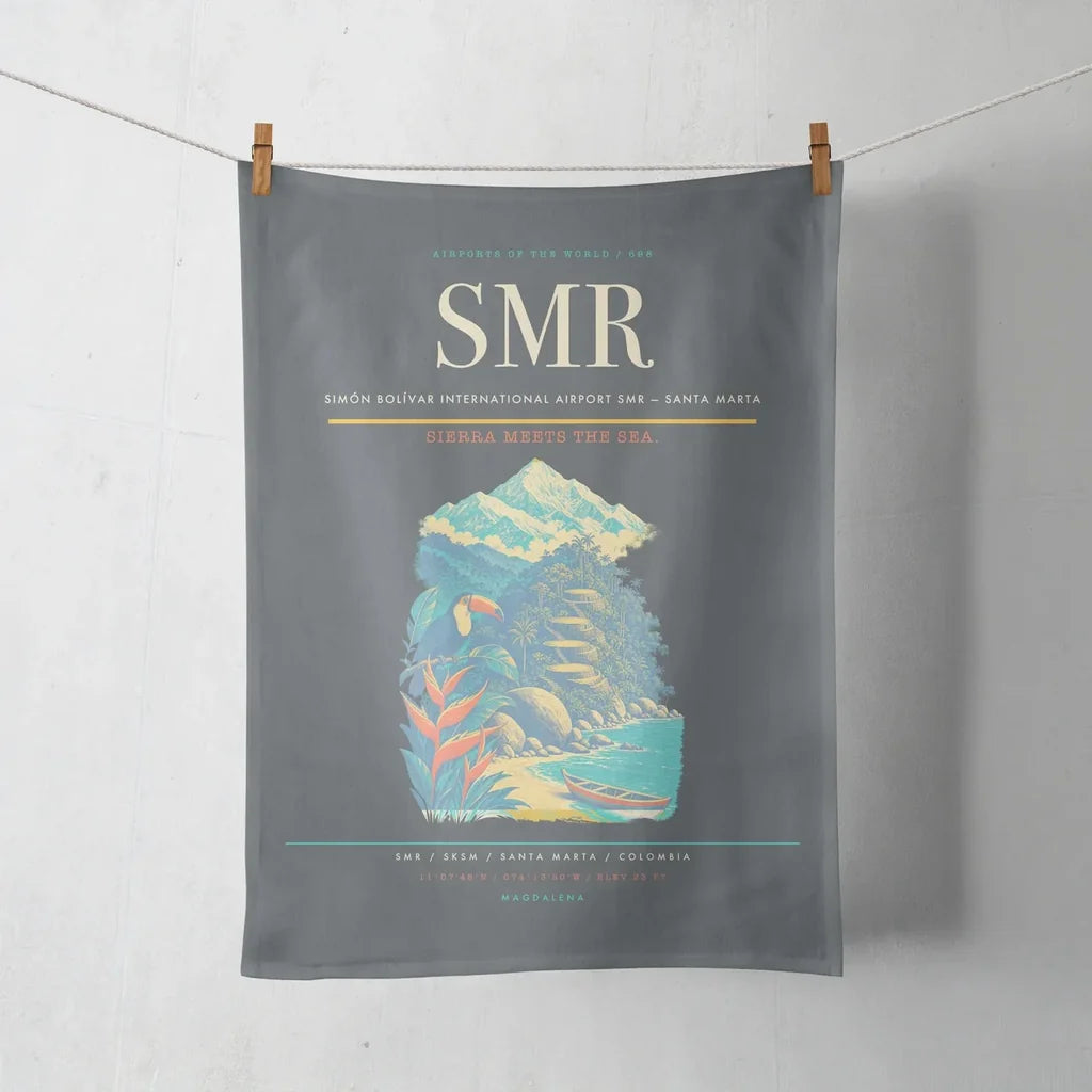 Simón Bolívar International Airport (SMR) design on gray towel