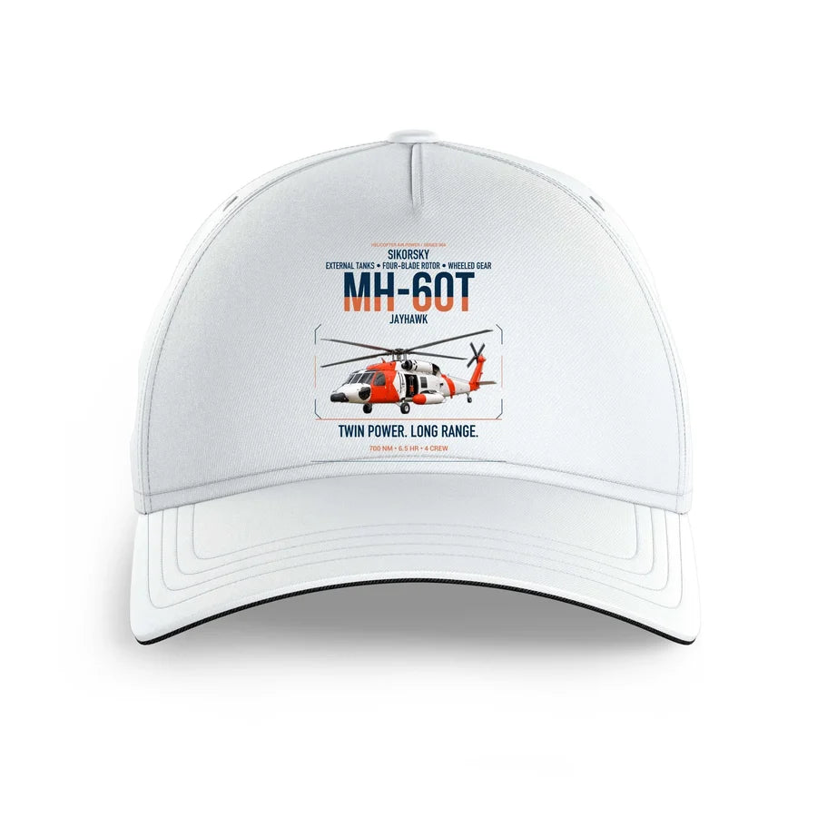 Sikorsky MH-60T Jayhawk design on white printed hat