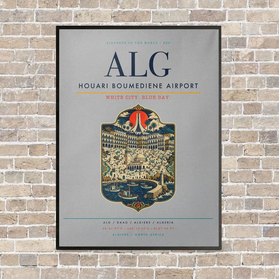Houari Boumediene Airport ALG - Canvas Framed - Light Gray