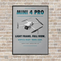 Thumbnail for DJI Mini 4 Pro vertical canvas print - framed - light gray background