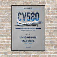 Thumbnail for Convair 580 vertical canvas print - framed - light gray background