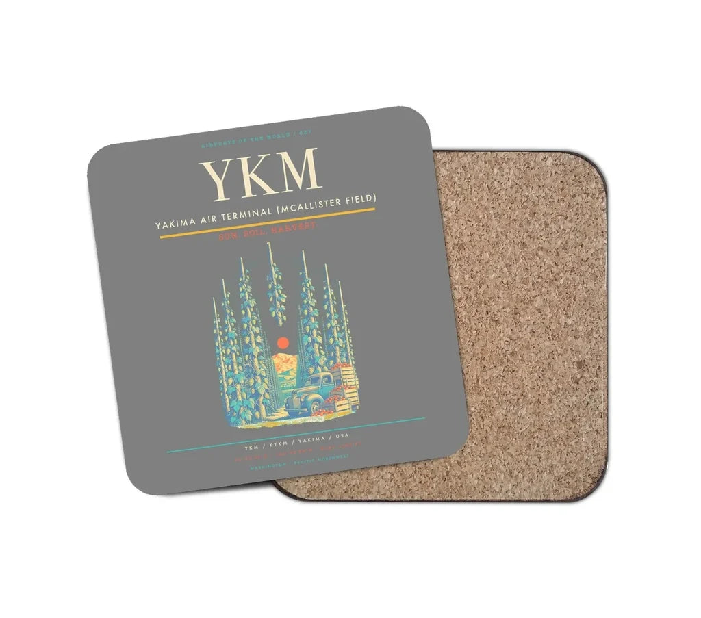 Yakima Air Terminal (McAllister Field) (YKM) design on gray 1 piece coaster