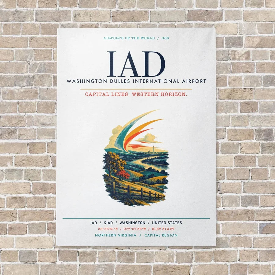 Washington Dulles International Airport IAD vertical canvas print - no frame - white background