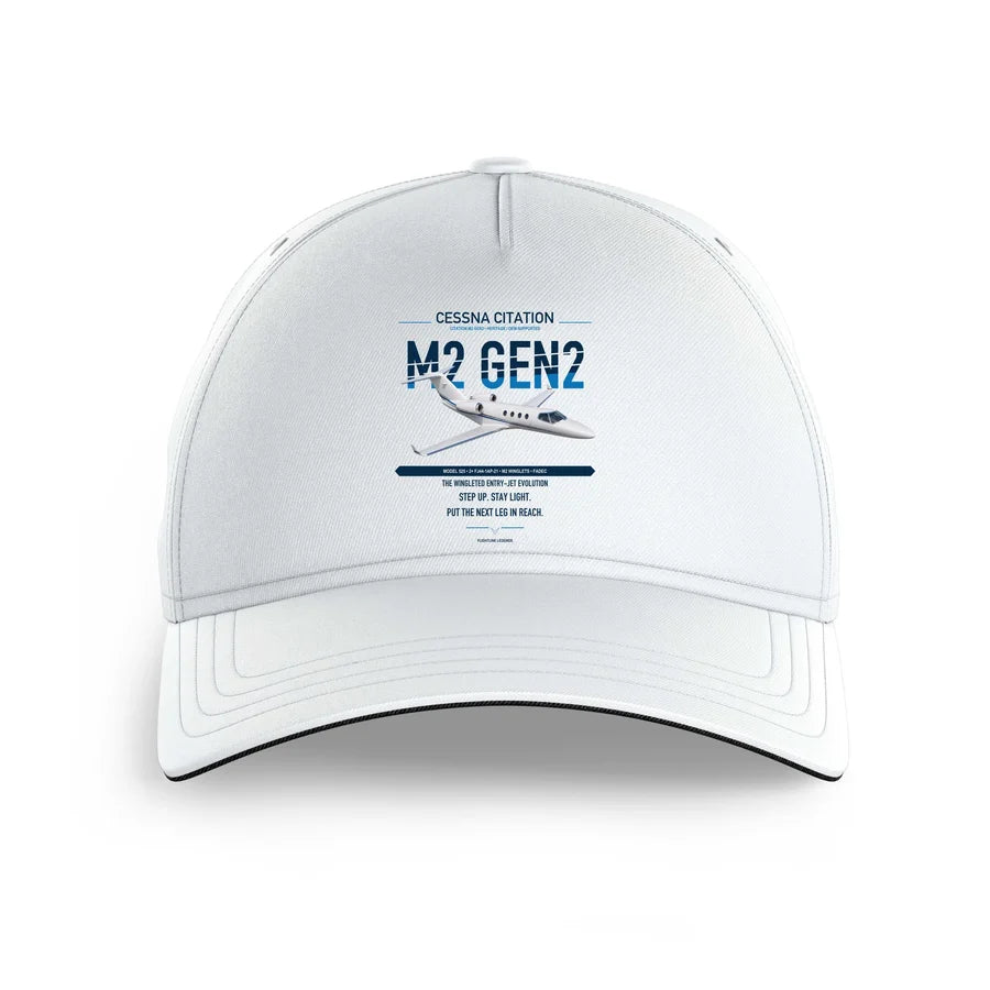 Cessna Citation M2 Gen2 design on white printed hat