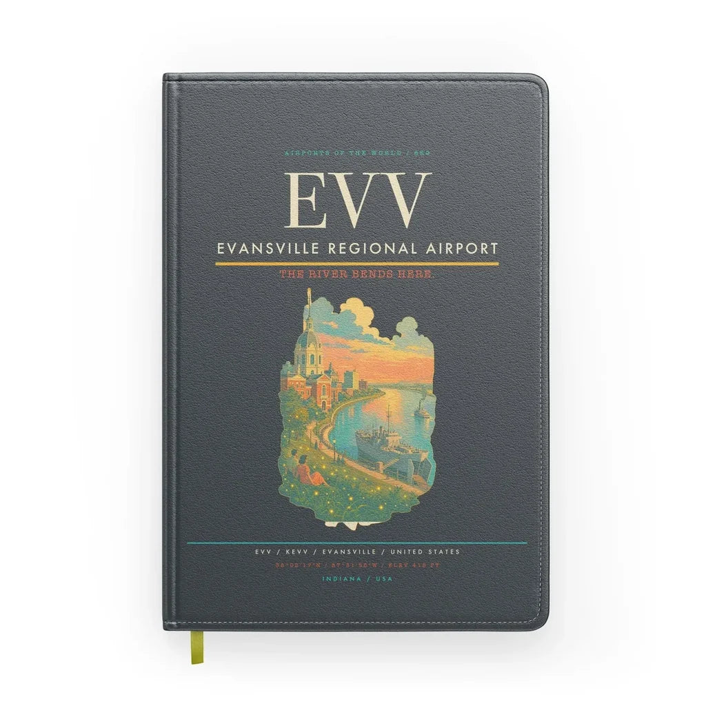 Evansville Regional Airport (EVV) design on gray notebook