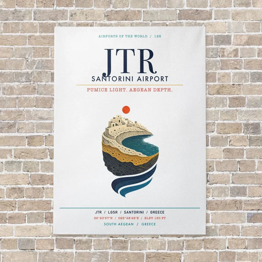Santorini Airport JTR vertical canvas print - no frame - white background