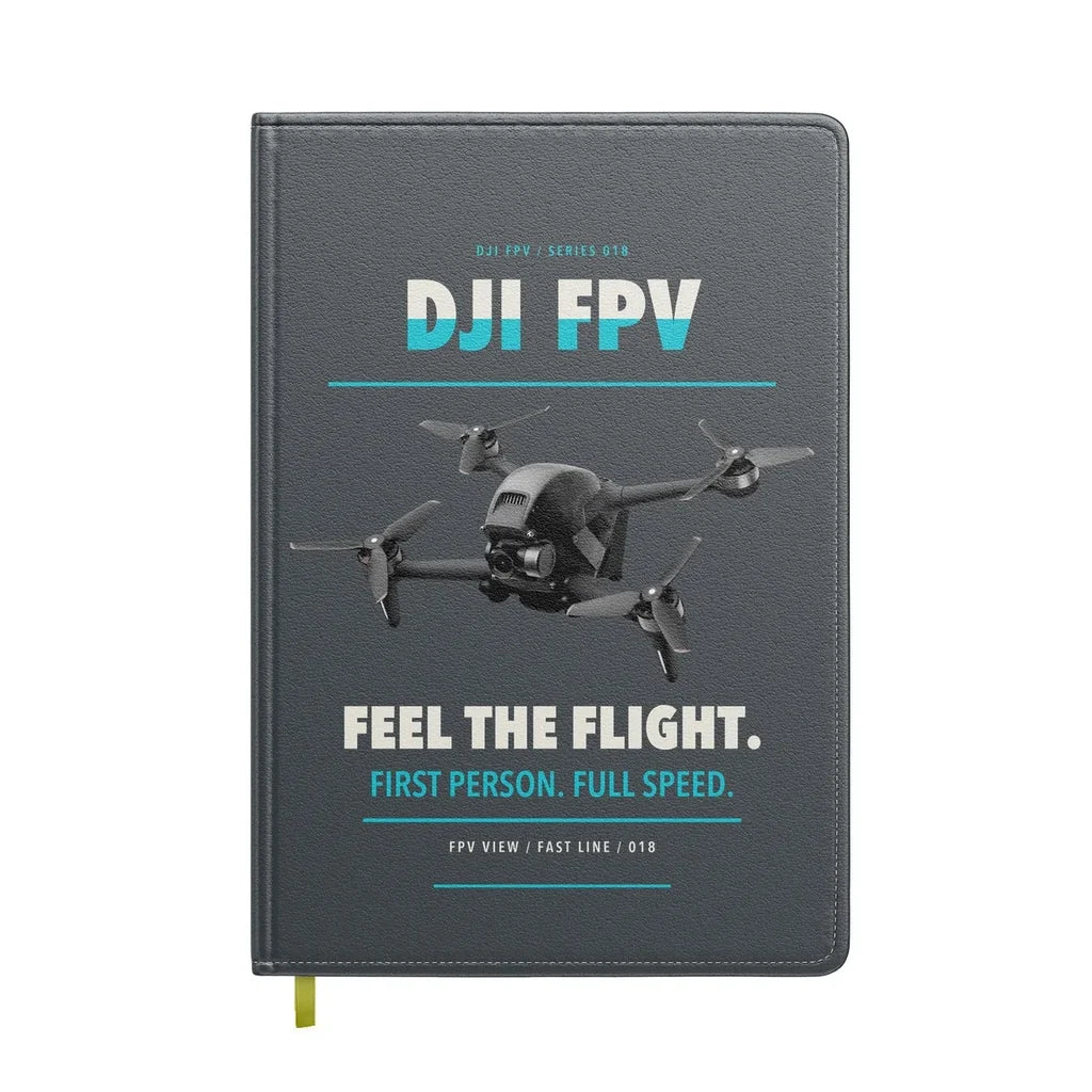 DJI FPV design on gray notebook