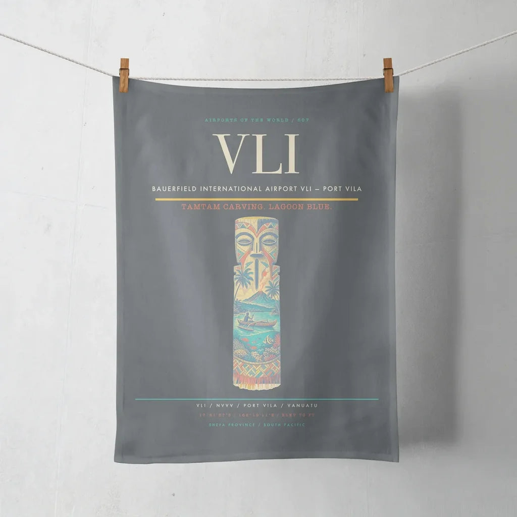 Bauerfield International Airport (VLI) design on gray towel