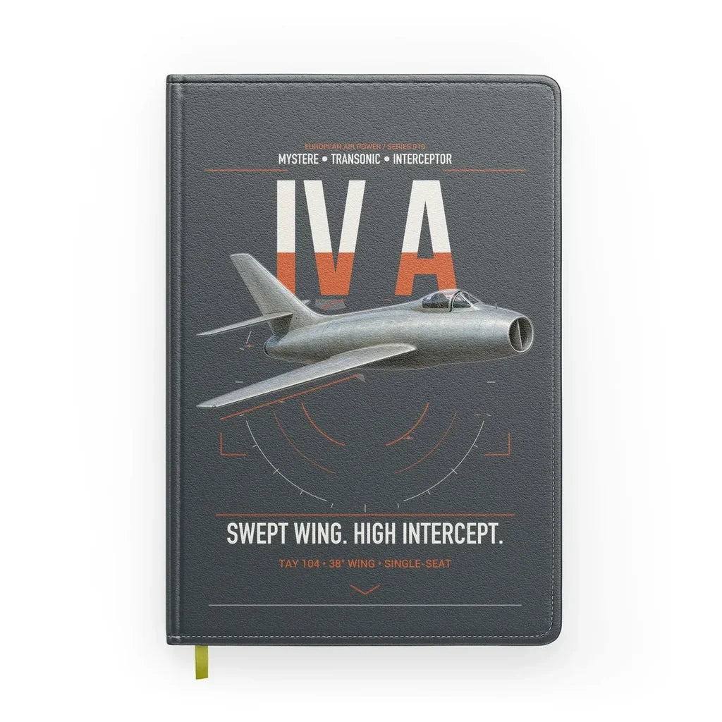Dassault Mystère IV A design on gray notebook