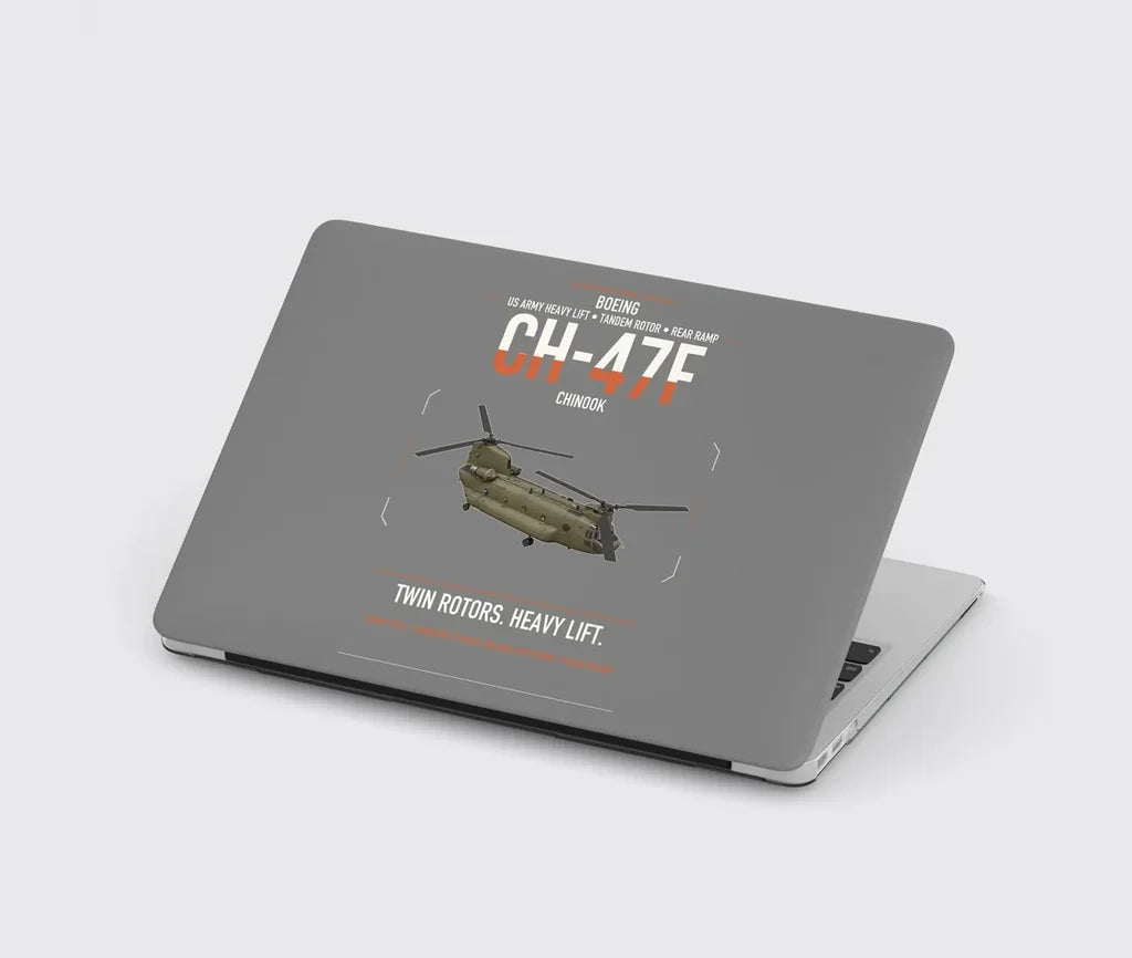 Boeing CH-47F Chinook design on gray MacBook case