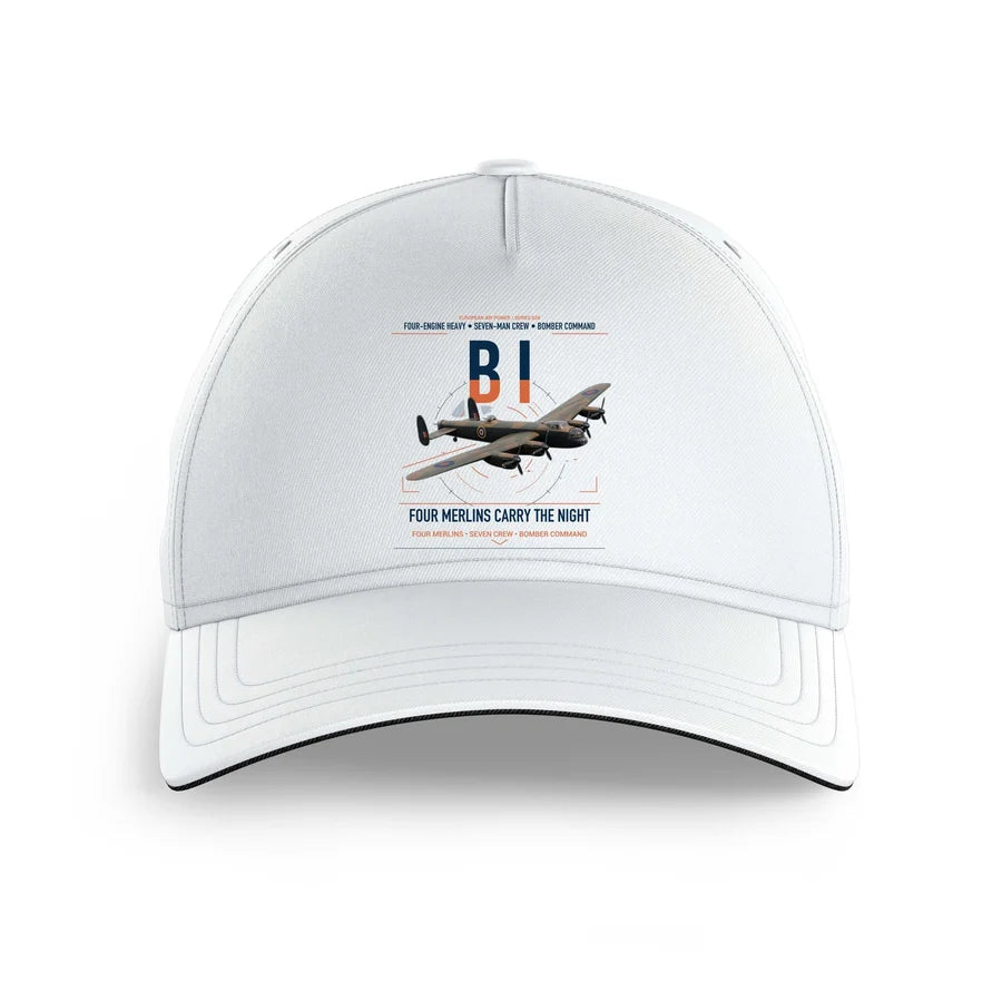 Avro Lancaster B I design on white printed hat