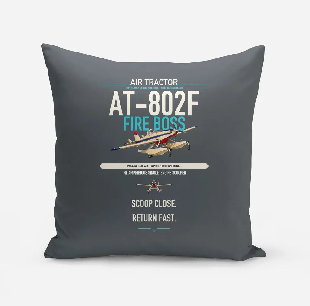 Air Tractor AT-802F Fire Boss design on gray pillow
