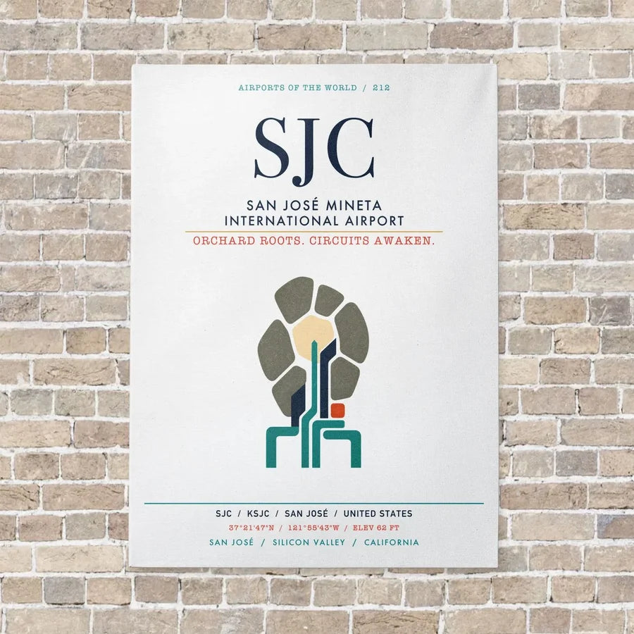 San José Mineta International Airport SJC vertical canvas print - no frame - white background