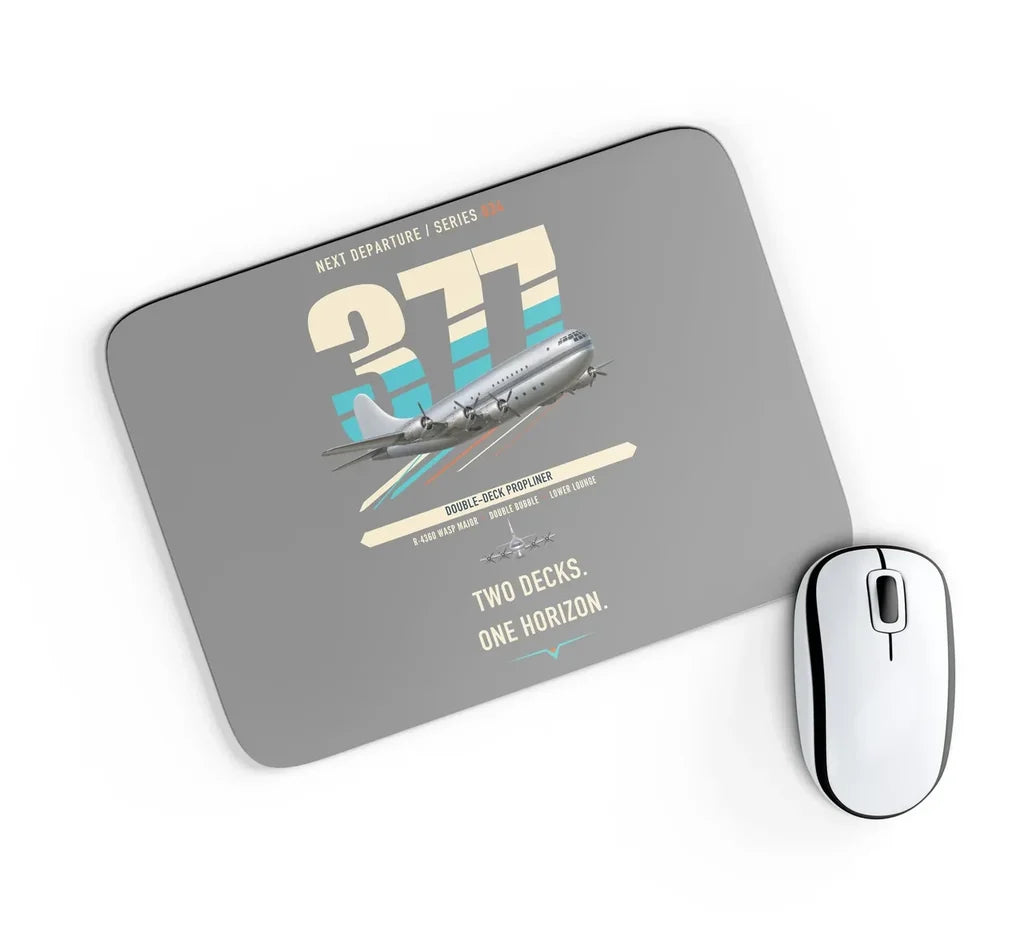 Boeing 377 Stratocruiser design on gray rectangle mouse pad