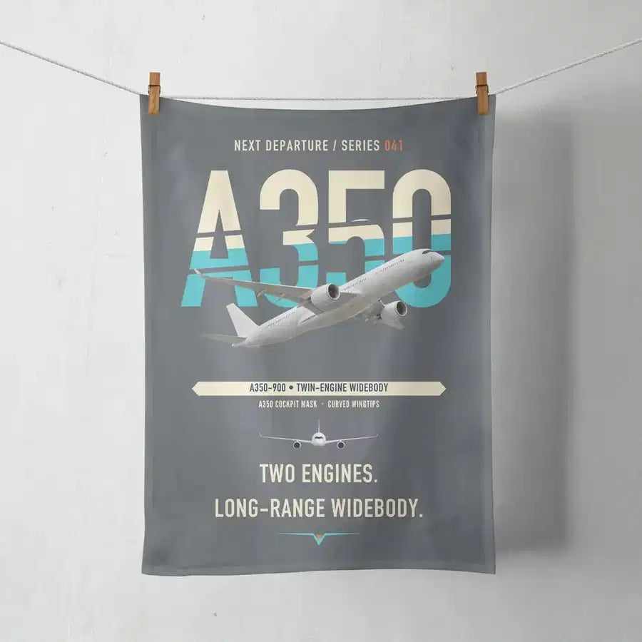 Airbus A350-900 design on gray towel