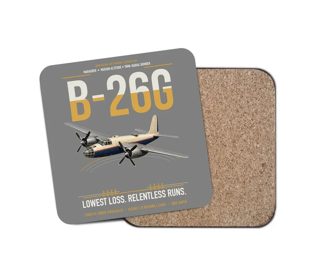 B-26G Marauder design on gray 1 piece coaster