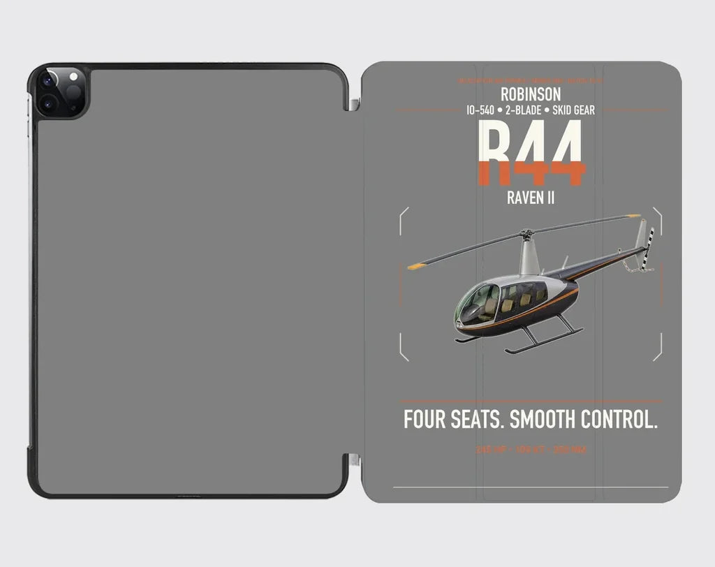 Robinson R44 Raven II design on gray ipad tablet case