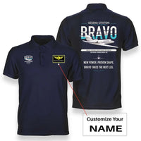 Thumbnail for Cessna Citation Bravo design on navy blue+name double-side polo t-shirt, double-side print