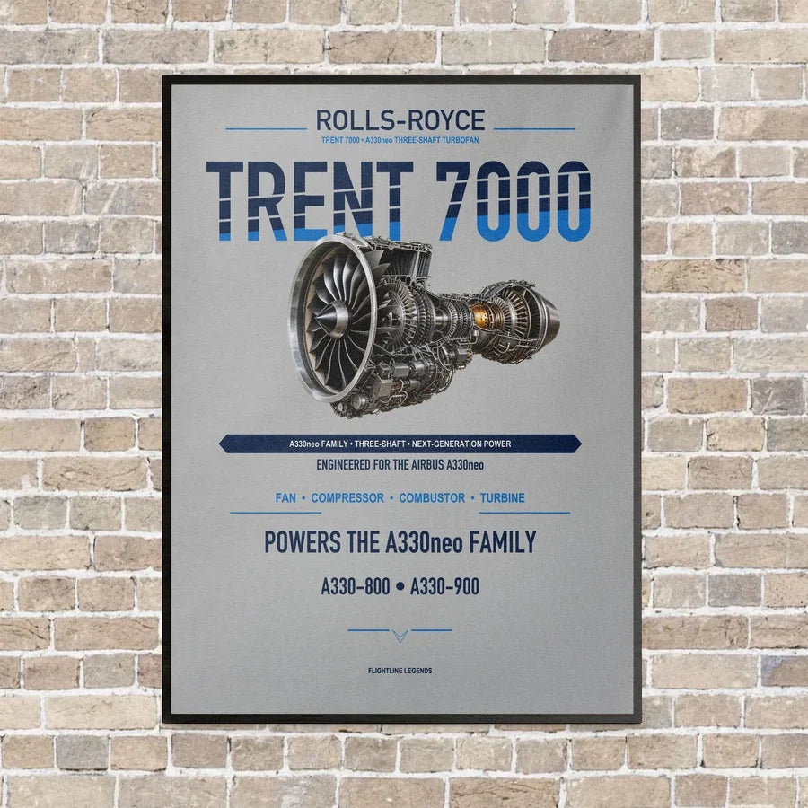 TRENT 7000 vertical canvas print - framed - light gray background