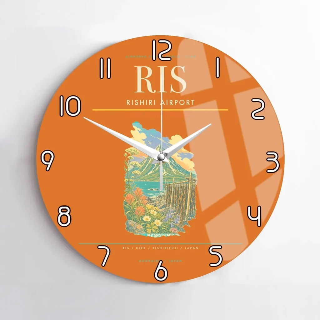 Rishiri Airport (RIS) design on orange no frame wall clock