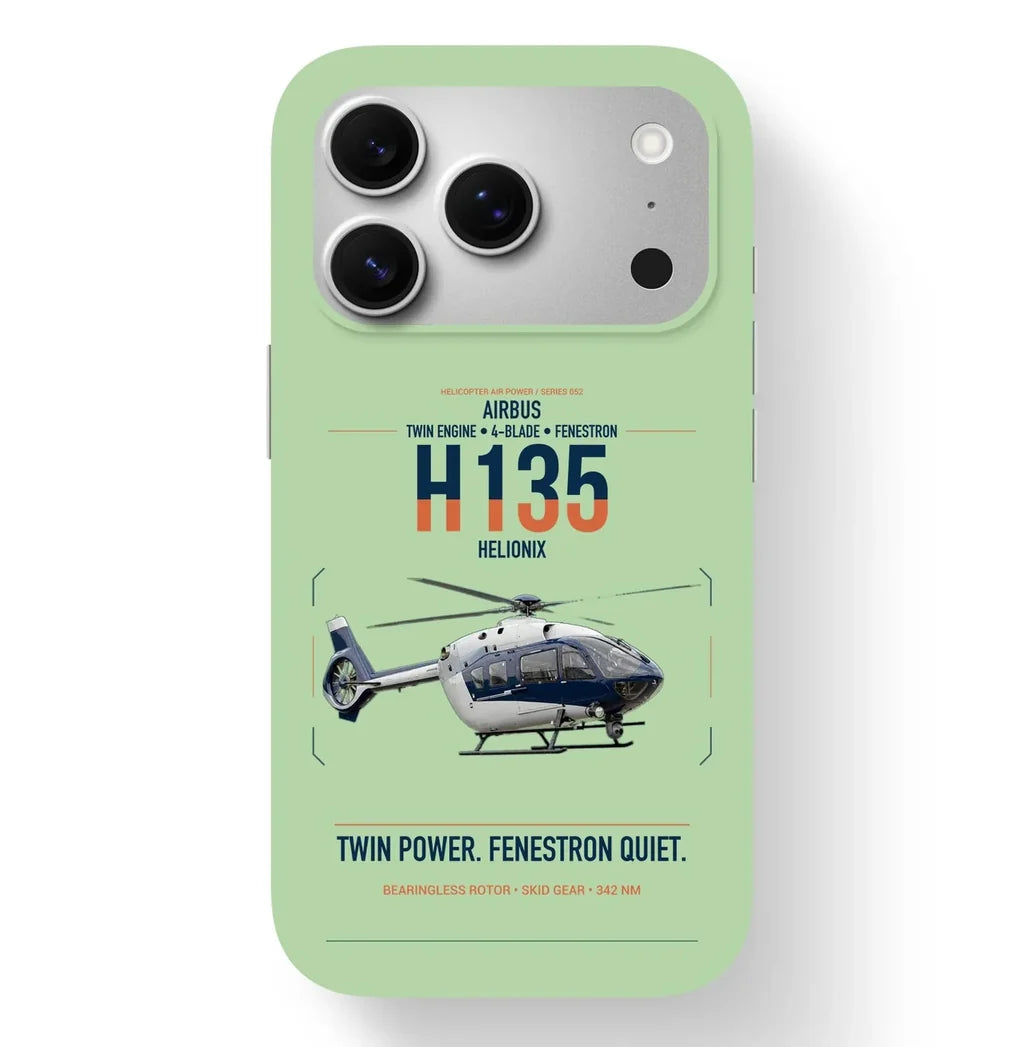 Airbus H135 design on light green magsafe iphone case, for iPhone 17 Pro