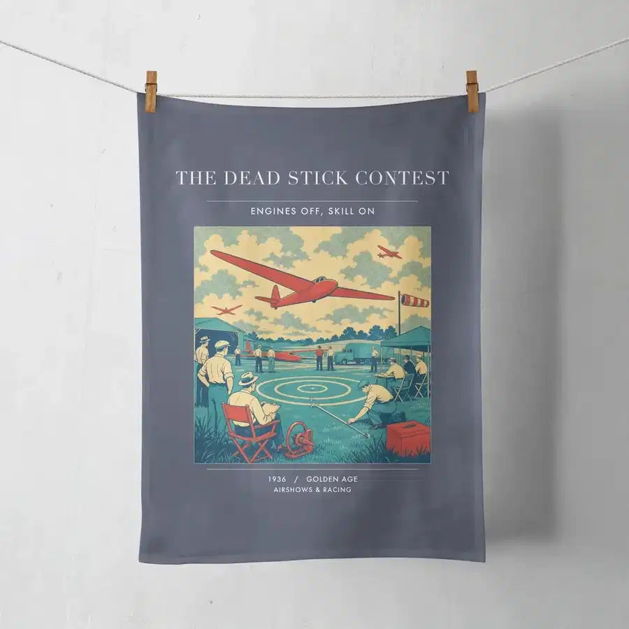 VINTAGE G4257 - The Dead Stick Contest - Designed Towels design on navyblue