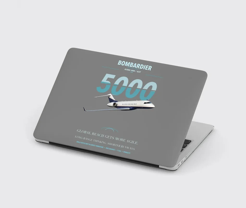 Bombardier Global 5000 design on gray MacBook case