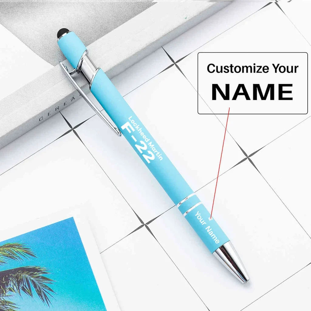 The Fighter Jet 22 Silhouette touch pen - light blue with name
