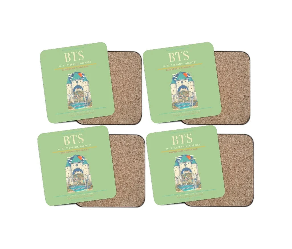 M. R. Stefanik Airport BTS Coaster 4-Pieces-Set - Light Green